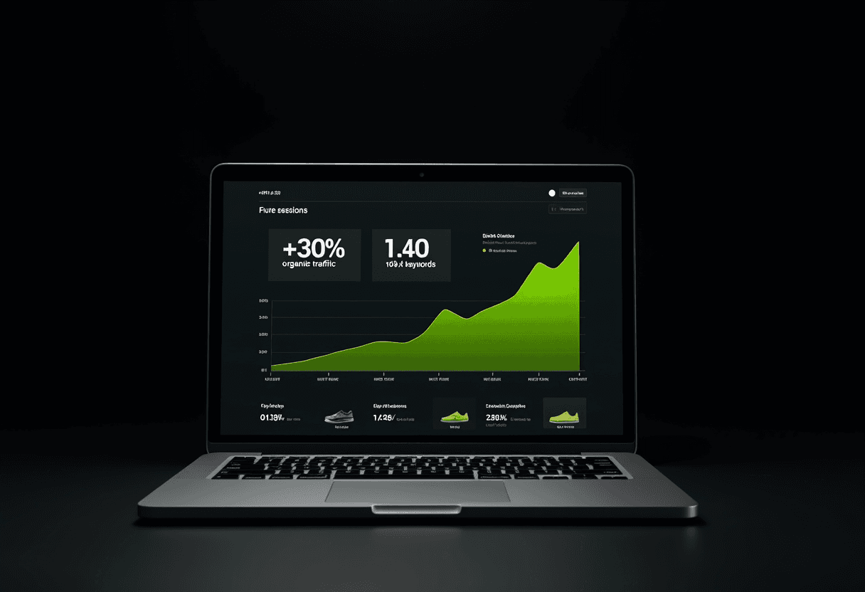 Gráfica de crecimiento de tráfico orgánico de una marca de activewear